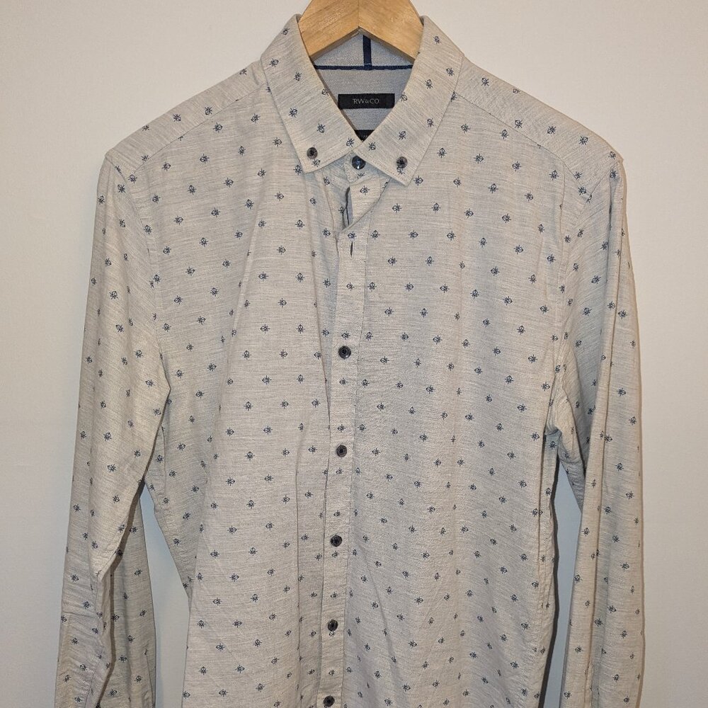 Men's RW & Co. Grey Pattern Button-Up